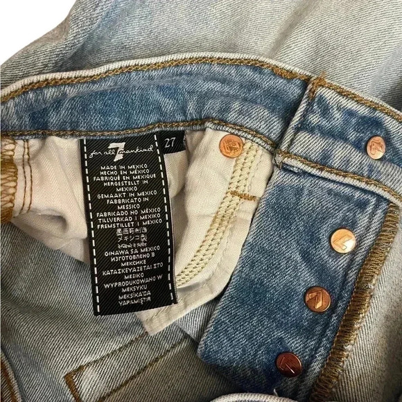 7 for all mankind High Waist Skinny Light Wash Button Fly Jeans Women’s size 27 - Picture 7 of 15